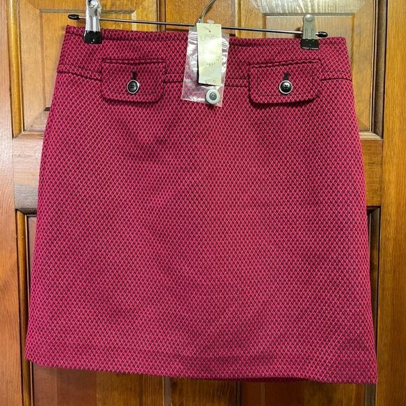 LOFT Dresses & Skirts - Ann Taylor Loft Petites Pink/Black Skirt Size 4 Side Zipper NWT
